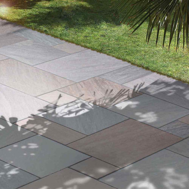 Further photograph of Global Stone Sandstone Paving Autumn Brown Project Pack 19.52M2