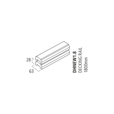 Further photograph of Cheshire Universal Decking Rail 38mm x 75mm x 1795mm