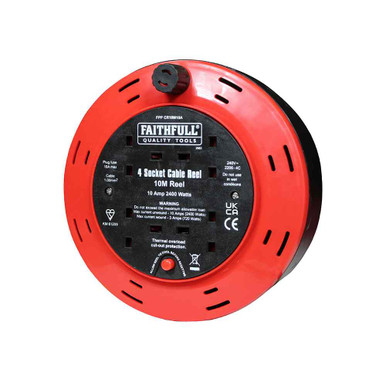 Cable Reel 240V 10A 4-Socket 10m