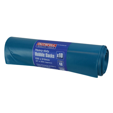 Blue Heavy-Duty Rubble Sacks (Roll 10)