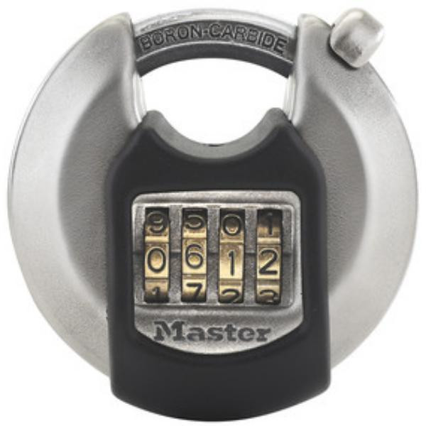 Photograph of Master Lock Shrouded Padlock, Boron-Carbide Steel Zinc, 70mm Wide, 9mm Shackle, 16mm Length