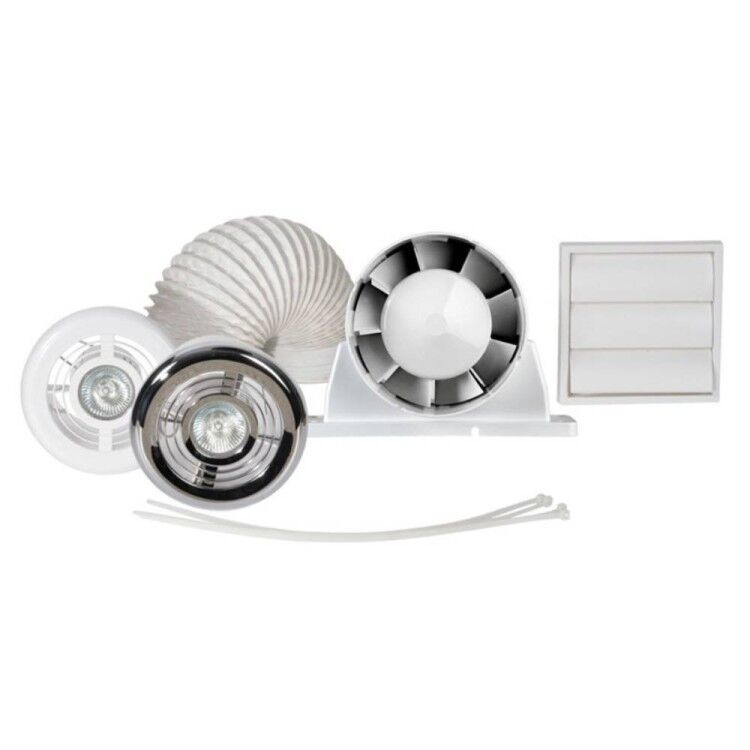 Photograph of Airflow In-Line Fan Shower Kit, 100t Series, White, In-line Mount, ABS, 3 Year Warranty