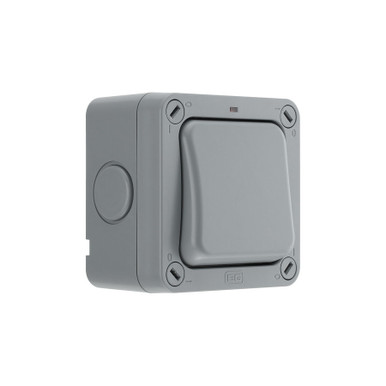 Further photograph of BG Electrical Weatherproof 1 Gang 2 Way Switch Grey