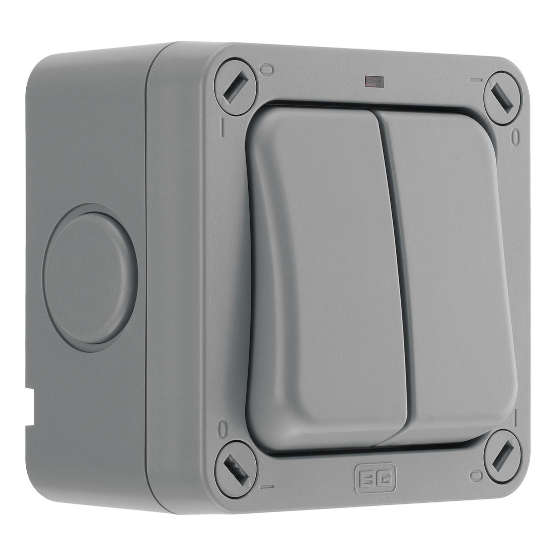 Photograph of BG Electrical Weatherproof 2 Gang 2 Way Switch Grey