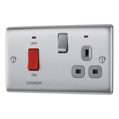 Further photograph of BG Electrical Brushed Steel 45A Cooker Switch