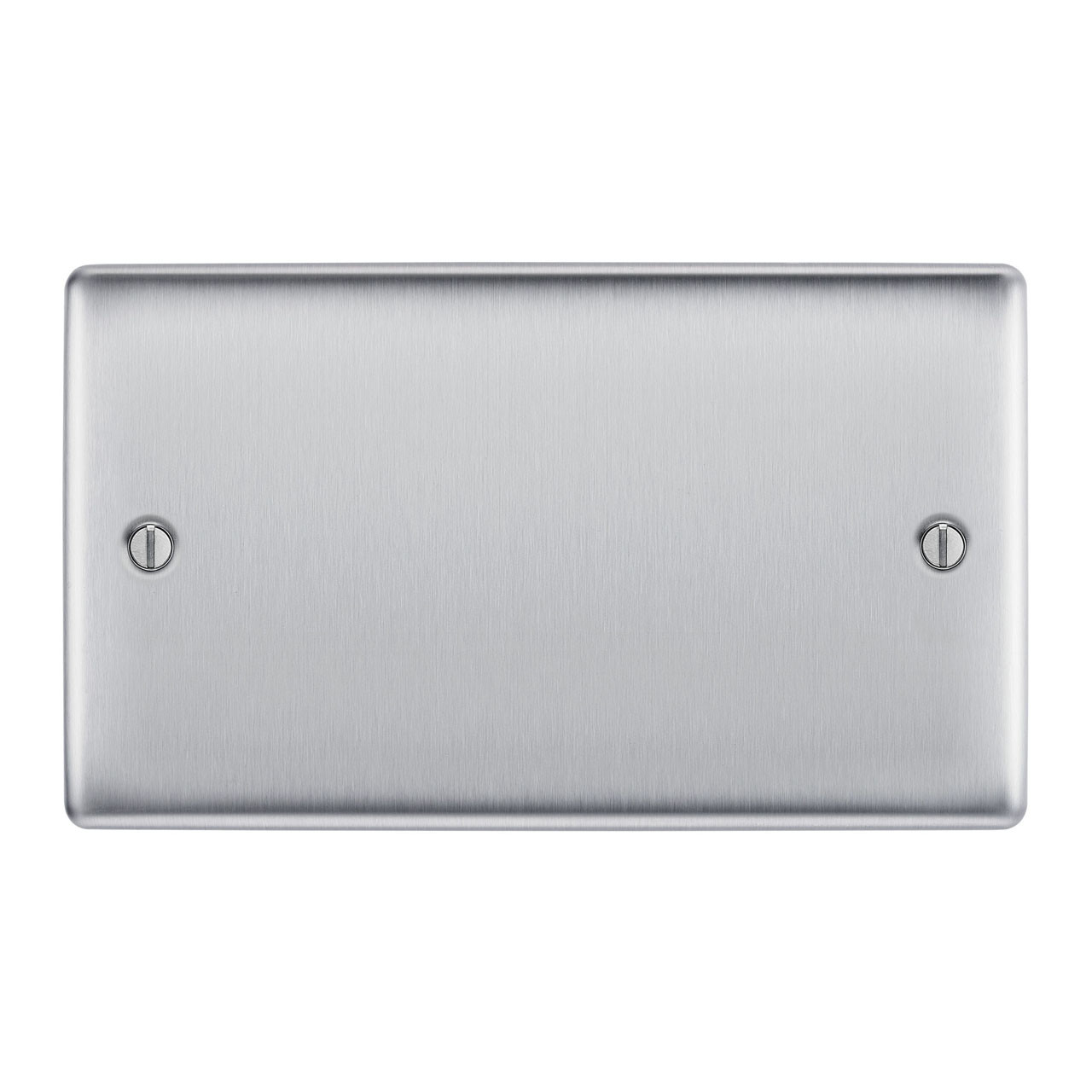 Photograph of BG Electrical Brushed Steel 2 Gang Double Blank Plate