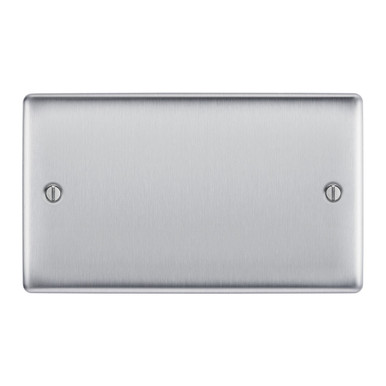 Further photograph of BG Electrical Brushed Steel 2 Gang Double Blank Plate