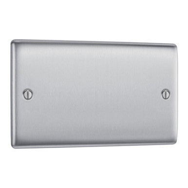 Further photograph of BG Electrical Brushed Steel 2 Gang Double Blank Plate