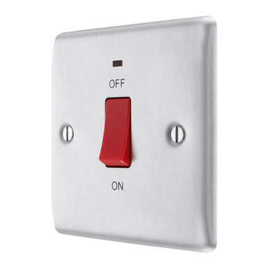 Further photograph of BG Electrical Brushed Steel 45A Square Cooker Switch