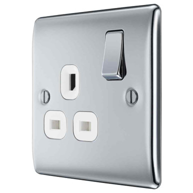 Further photograph of BG Electrical Polished Chrome 13A 1 Gang Switched Socket