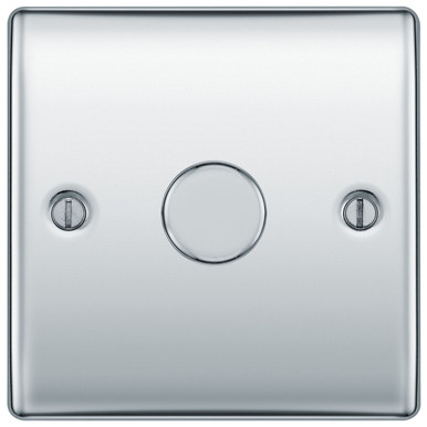 Further photograph of BG Electrical Polished Chrome 1 Gang 2Way Dimmer Switch