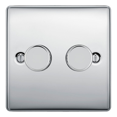 Further photograph of BG Electrical Polished Chrome 2 Gang 2Way Dimmer Switch