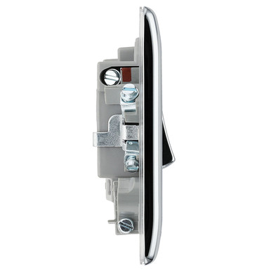 Further photograph of BG Electrical Polished Chrome 13A Switched Fused SpurWith Neon & Flex Outlet