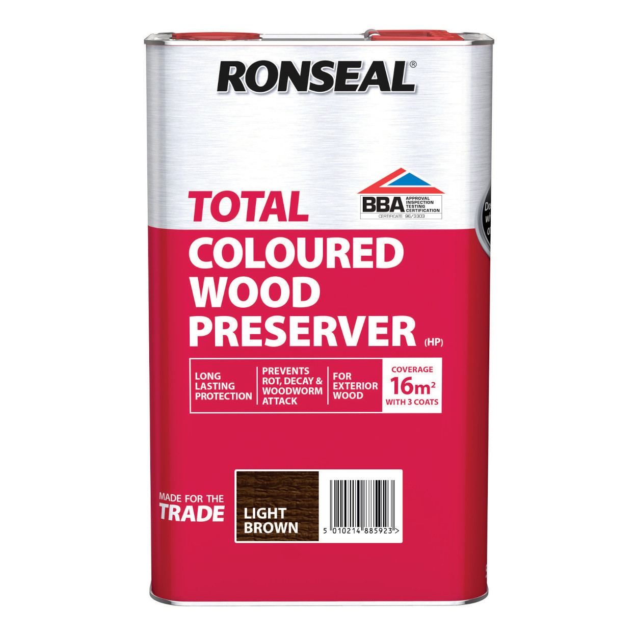 Photograph of Ronseal Trade Total Wood Preserver Light Brown 5L