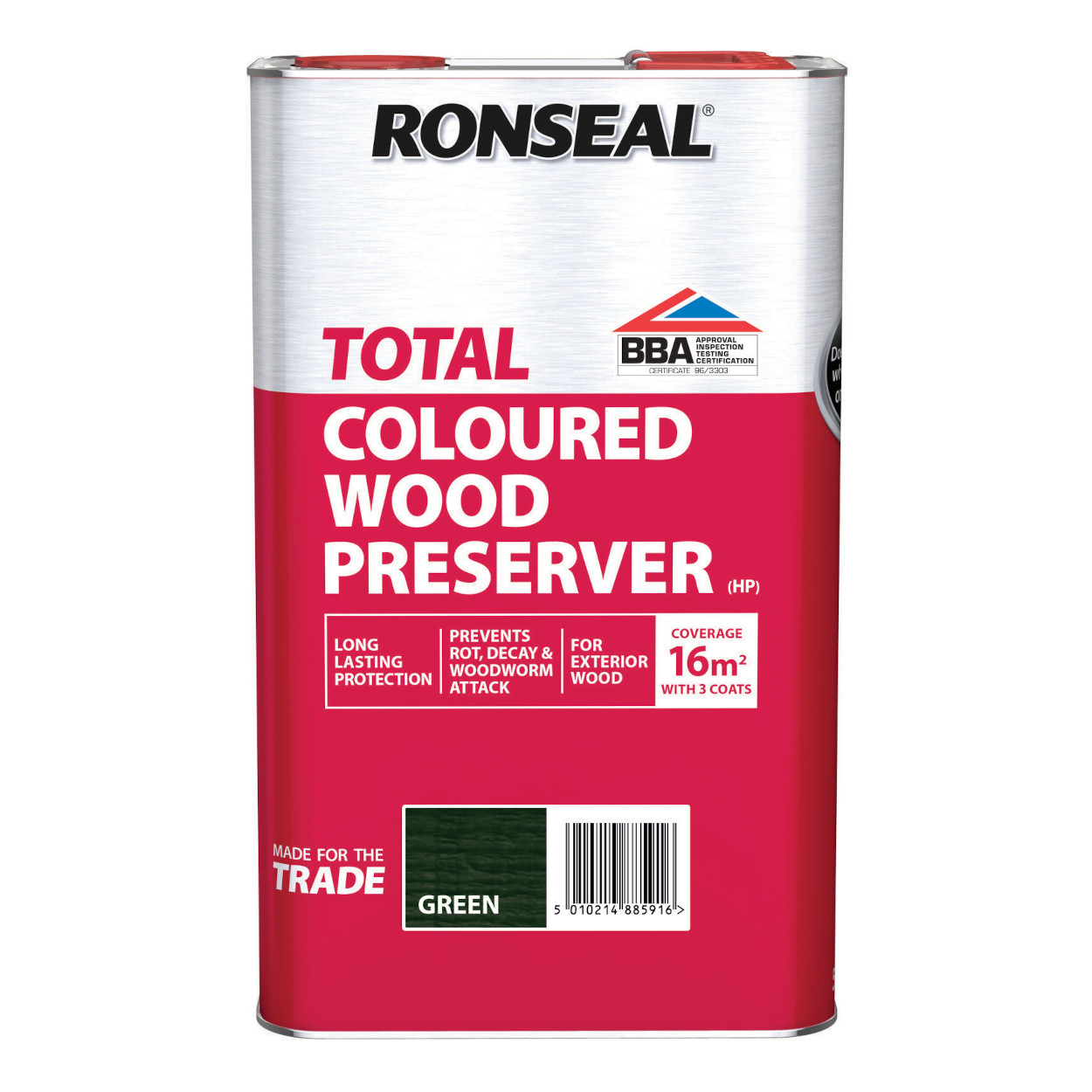 Photograph of Ronseal Trade Total Wood Preserver Green 5L