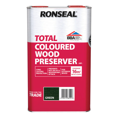 Further photograph of Ronseal Trade Total Wood Preserver Green 5L
