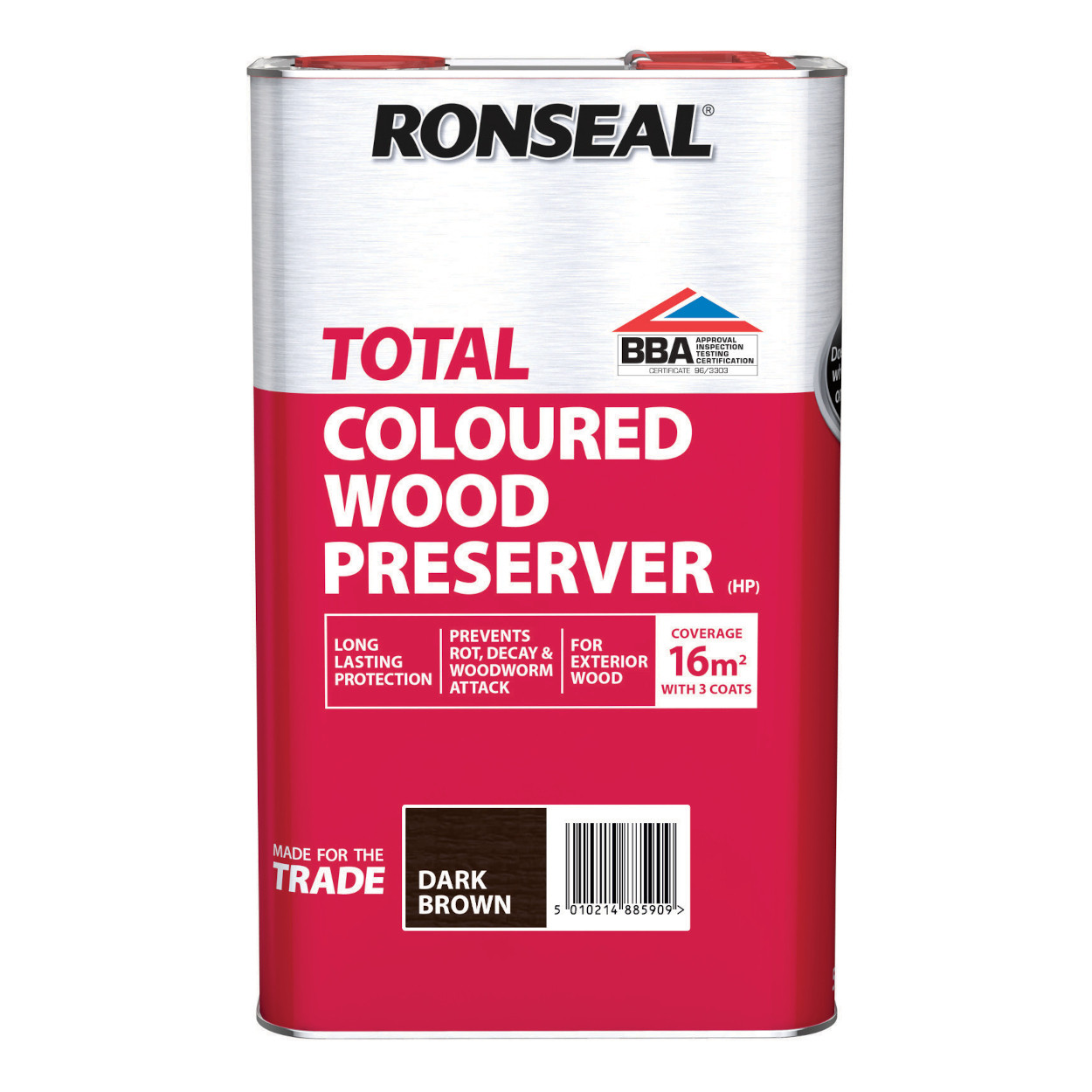 Photograph of Ronseal Trade Total Wood Preserver Dark Brown 5L