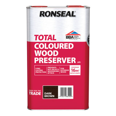 Ronseal Trade Total Wood Preserver Dark Brown 5L