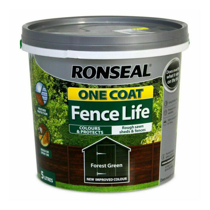 Photograph of Ronseal One Coat Fence Stain Forest Green 5L