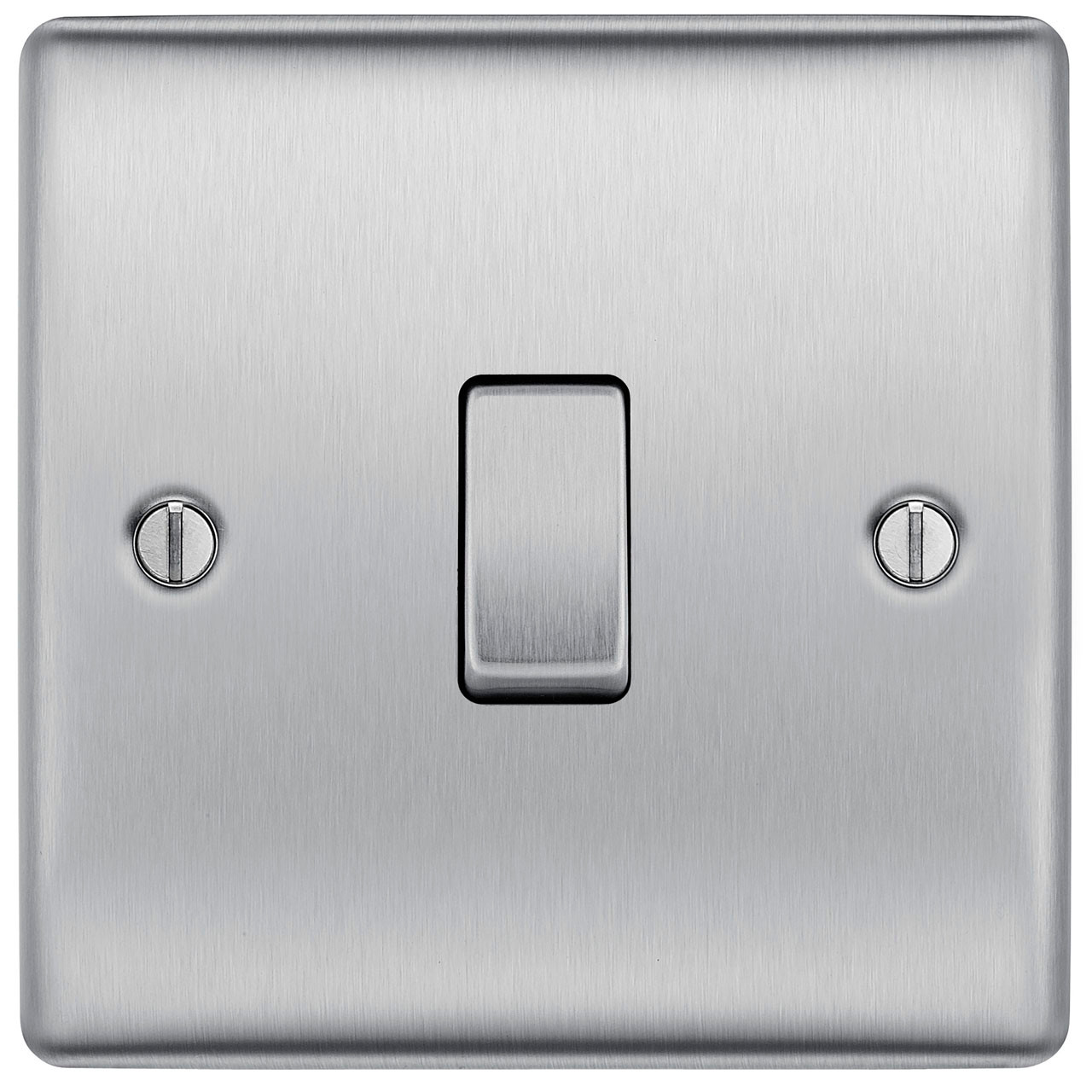 Photograph of BG Electrical 1 Gang Intermediate Switch Brushed Steel