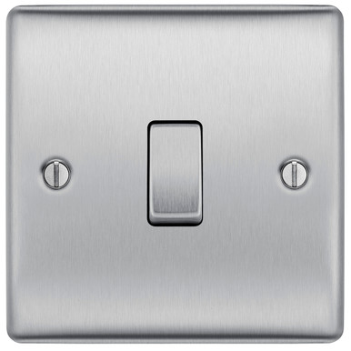 Further photograph of BG Electrical 1 Gang Intermediate Switch Brushed Steel