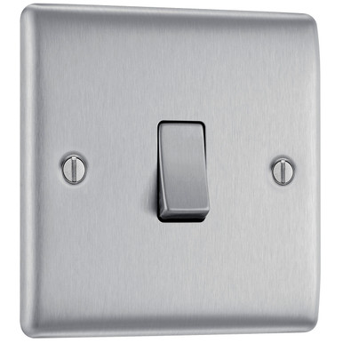 Further photograph of BG Electrical 1 Gang Intermediate Switch Brushed Steel