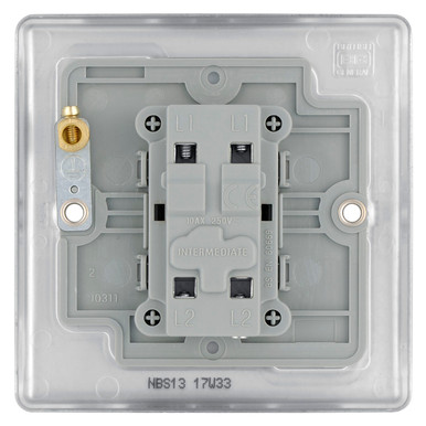 Further photograph of BG Electrical 1 Gang Intermediate Switch Brushed Steel