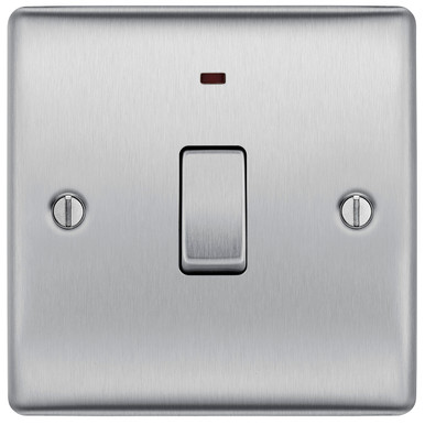 BG Electrical 1 Gang 20A Double Pole Switch Brushed Steel product image