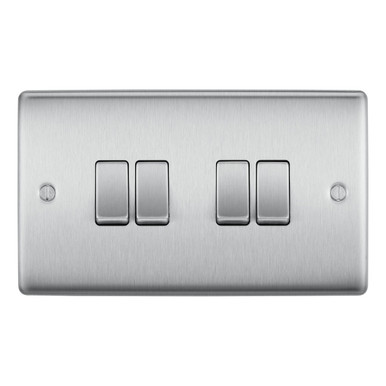 BG Electrical 4 Gang 2W Switch Brushed Steel product image