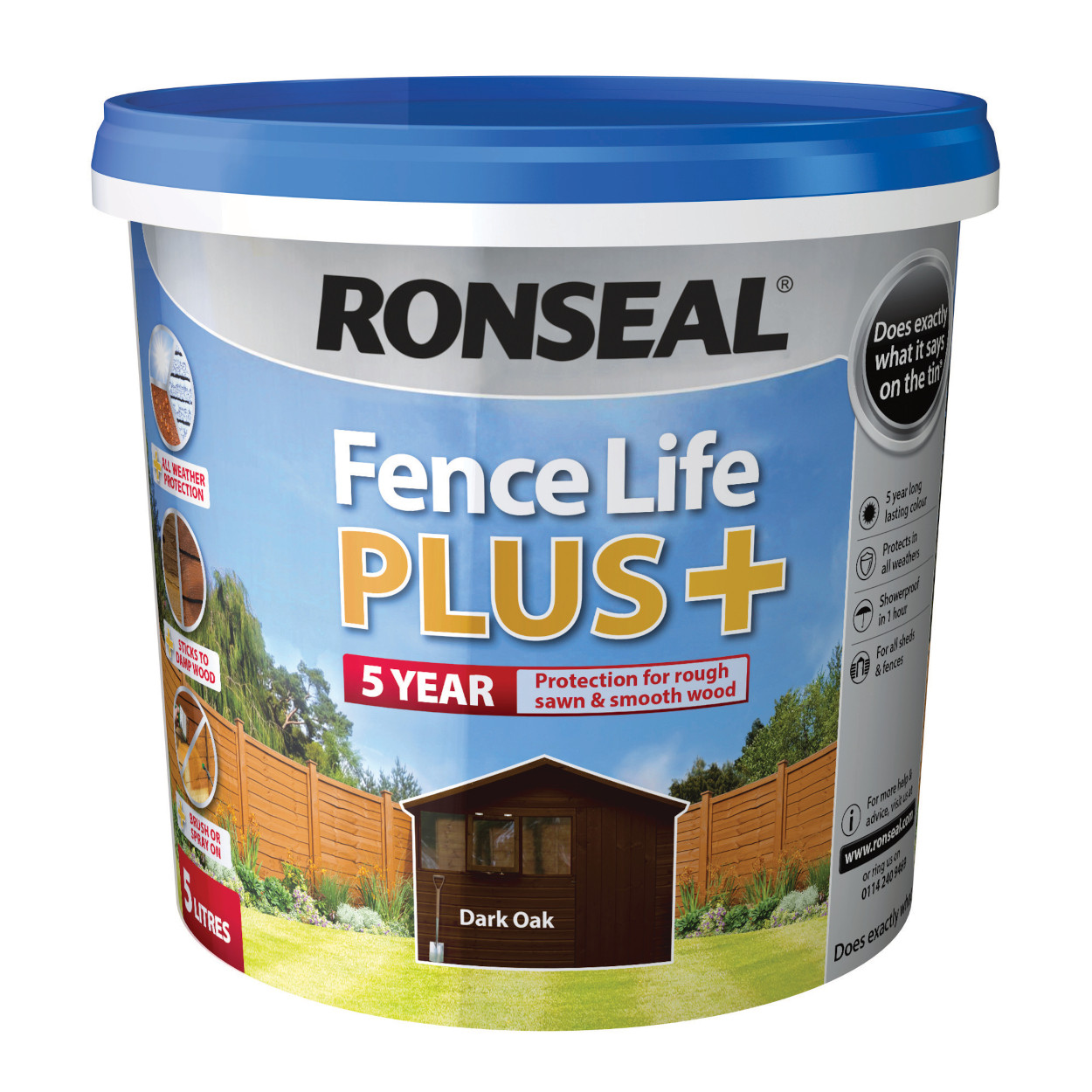 Photograph of Ronseal Fence Life Plus Dark Oak 5L