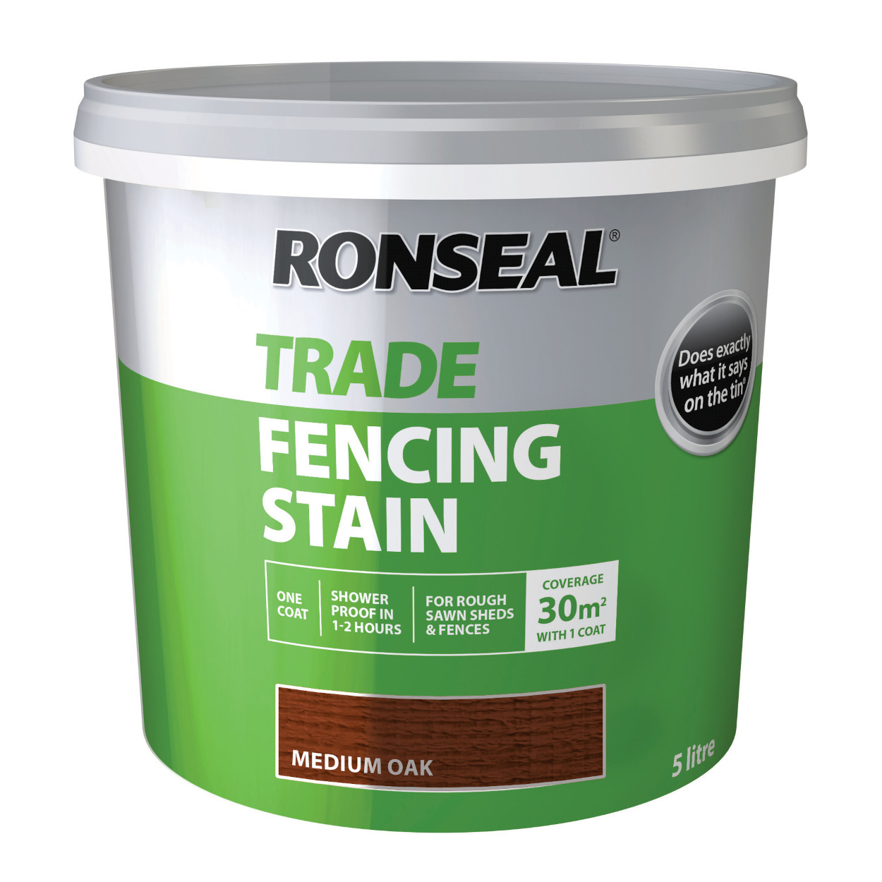 Photograph of Ronseal Trade Fencing Stain Medium Oak 5L