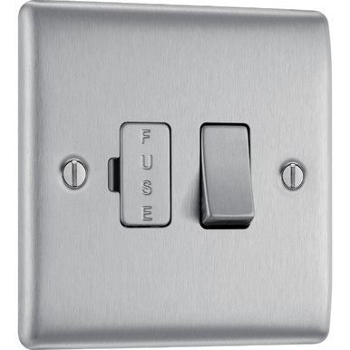 BG Electrical Nexus Metal Fused Connection Unit, 1 Gang, 13A, Brushed Steel, 86 x 86mm