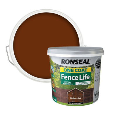 Further photograph of Ronseal One Coat Fence Life Medium Oak 5L