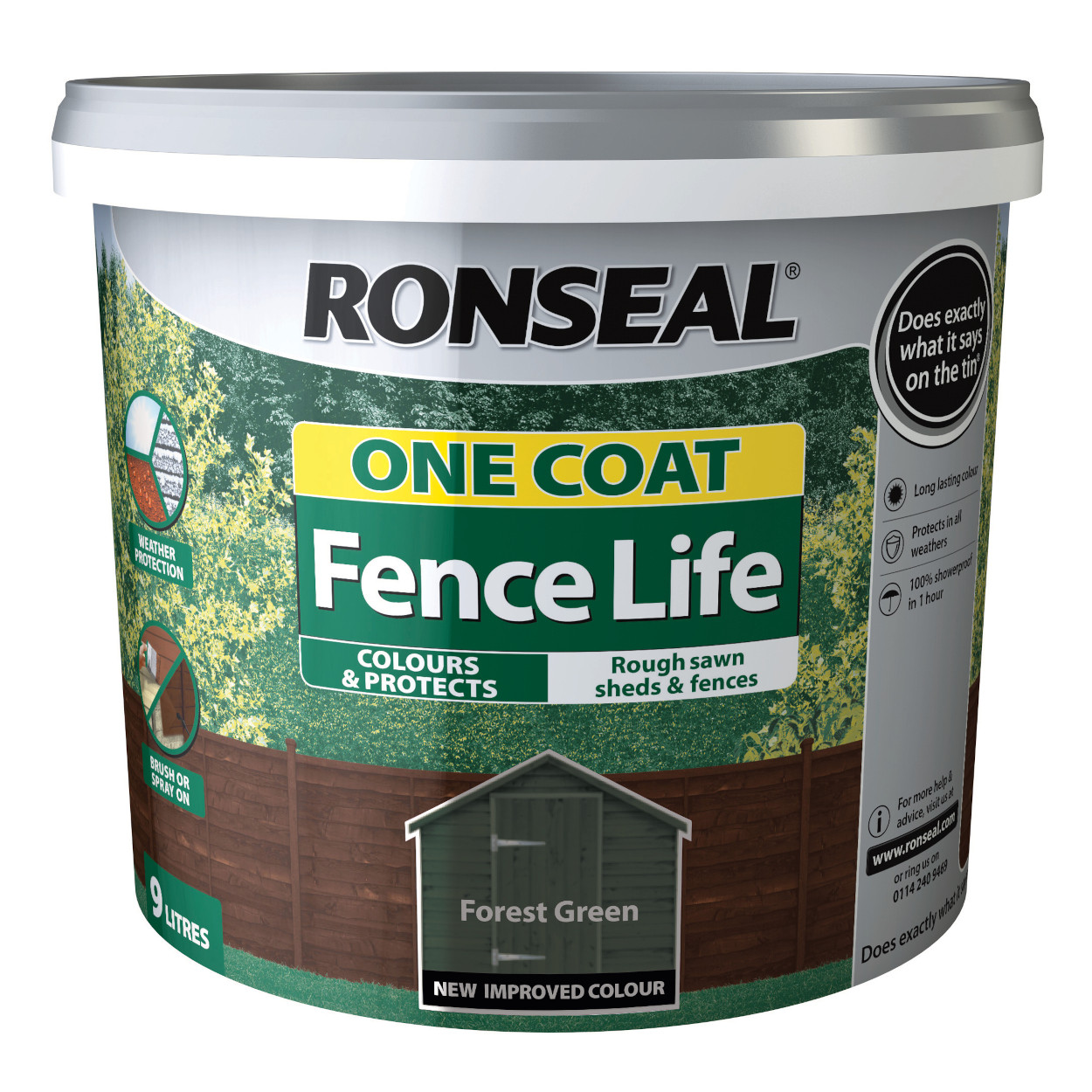 Photograph of Ronseal One Coat Fence Life Forest Green 5L