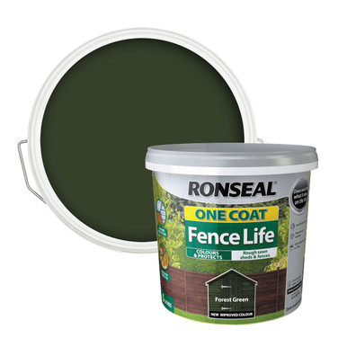 Further photograph of Ronseal One Coat Fence Life Forest Green 5L