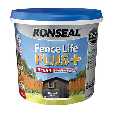 Further photograph of Ronseal Fence Life Plus Charcoal Grey 5L
