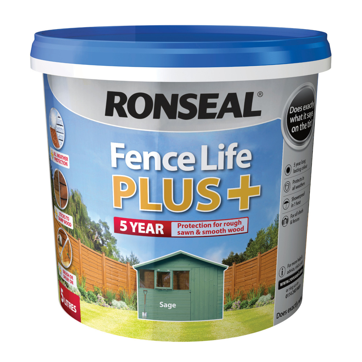 Photograph of Ronseal Fence Life Plus Sage 5L