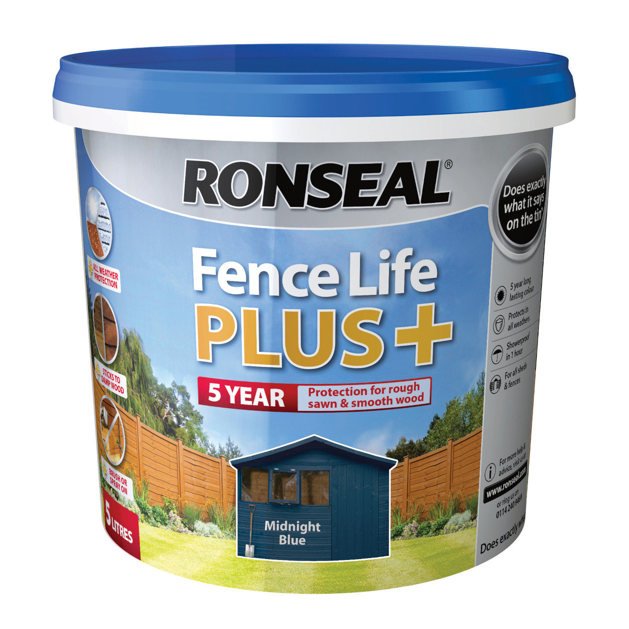 Photograph of Ronseal Fence Life Plus Midnight Blue 5L