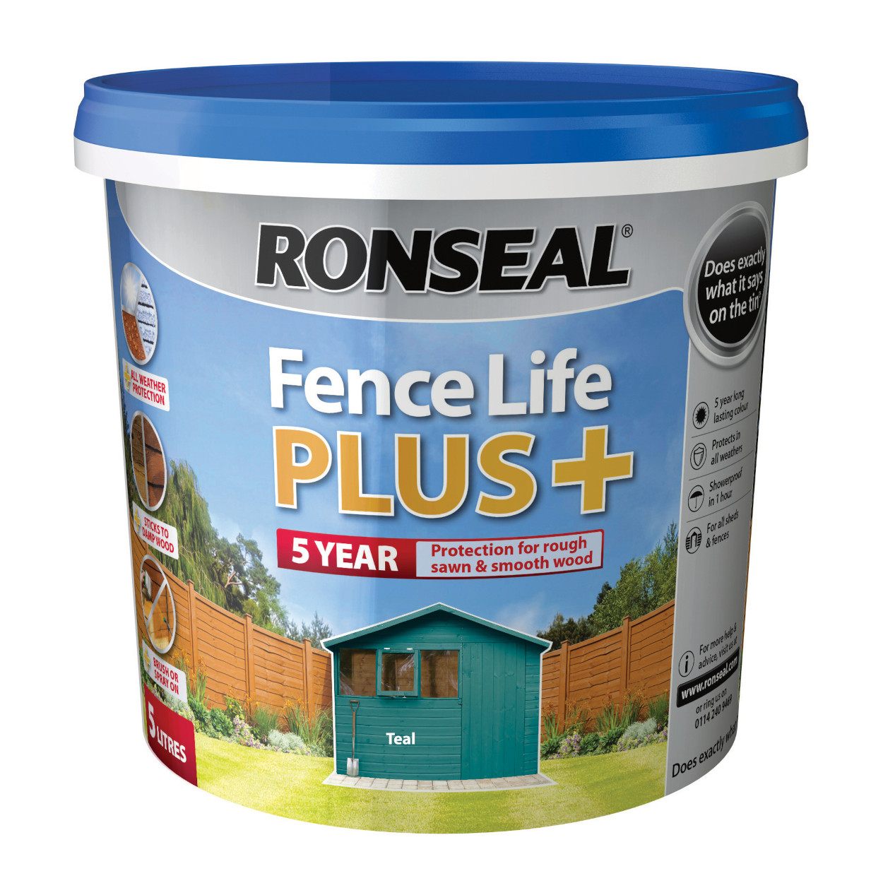 Photograph of Ronseal Fence Life Plus Teal 5L