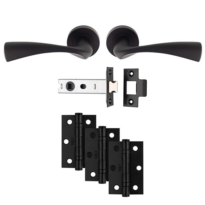 Photograph of Carlisle Brass Ultimate Door Pack Matt Black Sintra Latch Pack