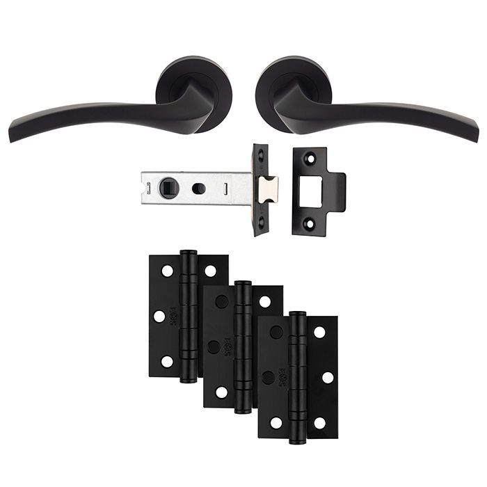 Photograph of Carlisle Brass Ultimate Door Pack Matt Black Sines Latch Pack