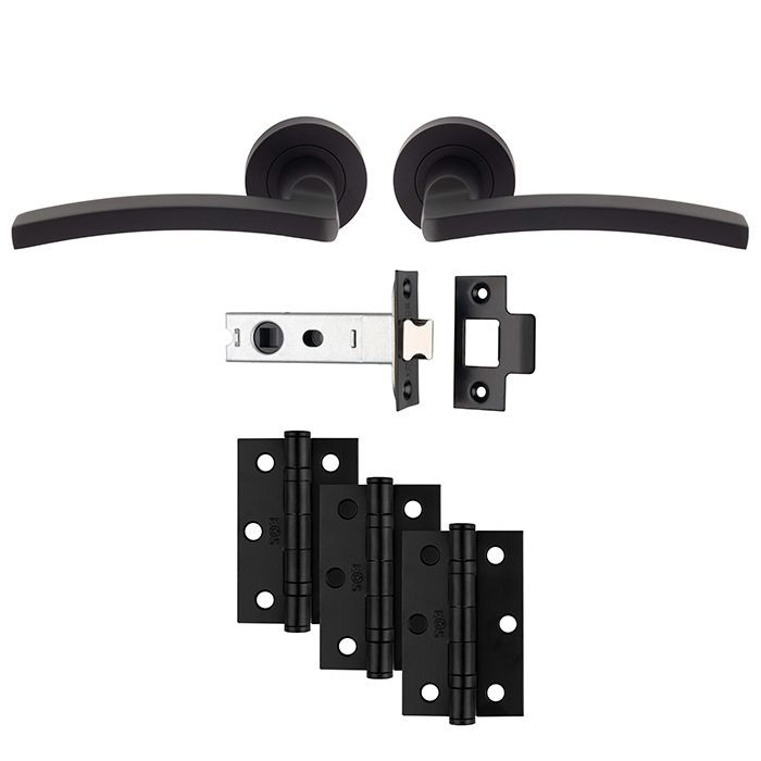 Photograph of Carlisle Brass Ultimate Door Pack Matt Black Tavira Latch Pack