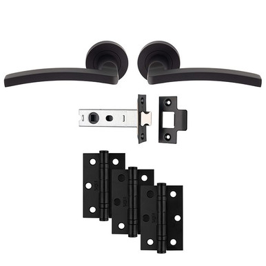 Further photograph of Carlisle Brass Ultimate Door Pack Matt Black Tavira Latch Pack