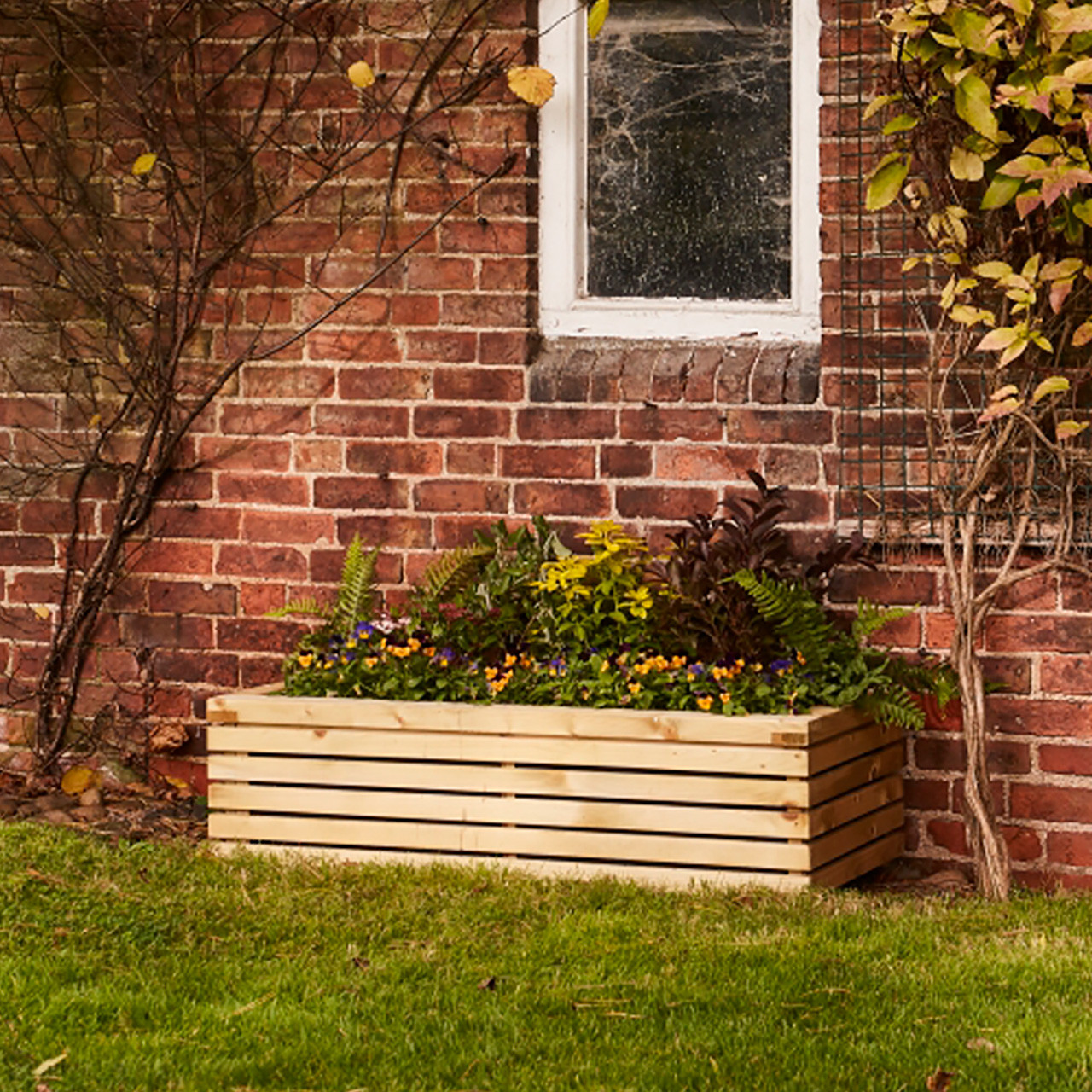 Photograph of Grange Contemporary Rectangular Planter 400 x 400 x 390mm Green