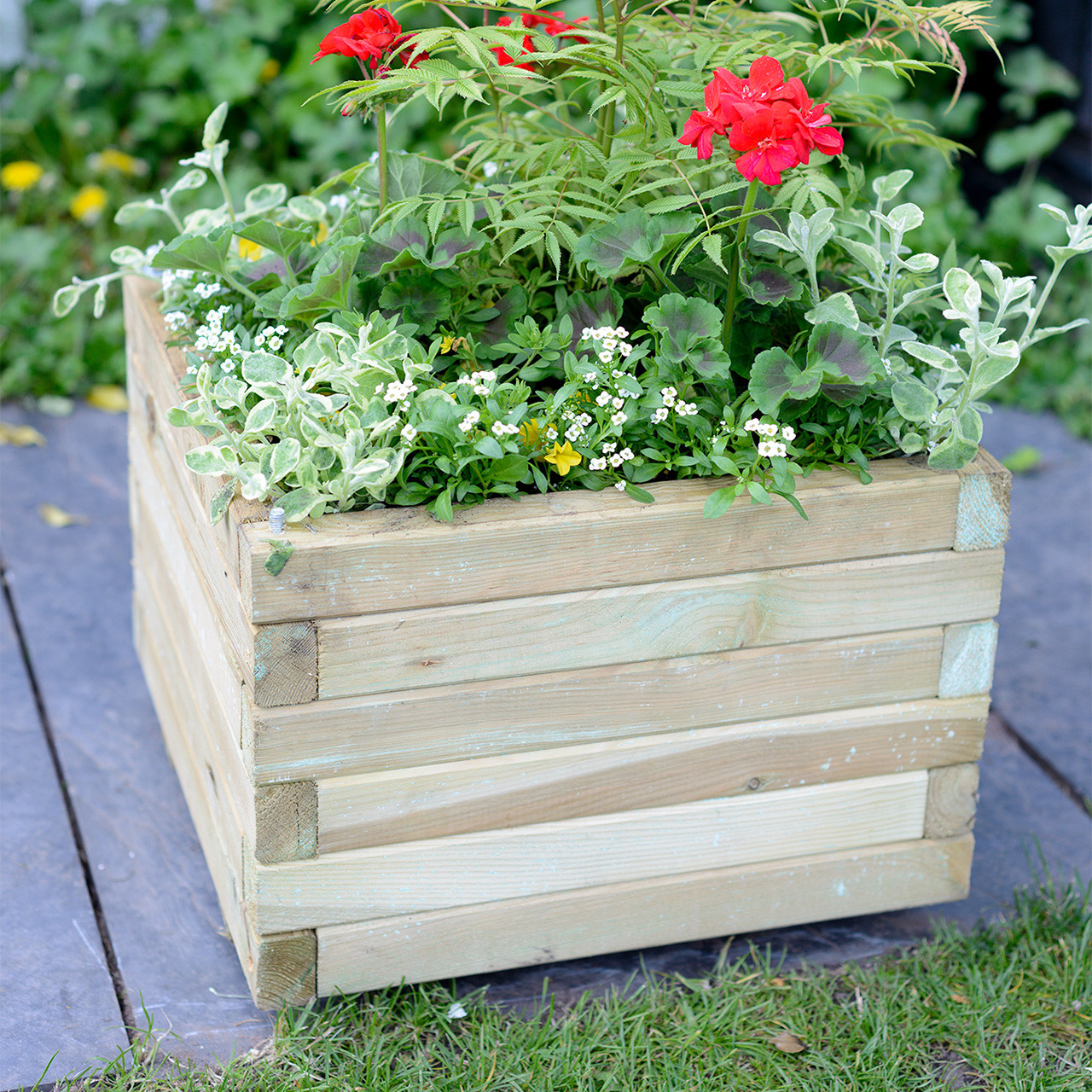 Photograph of Grange Elite Square Medium Planter 400 x 400 x 302mm Green