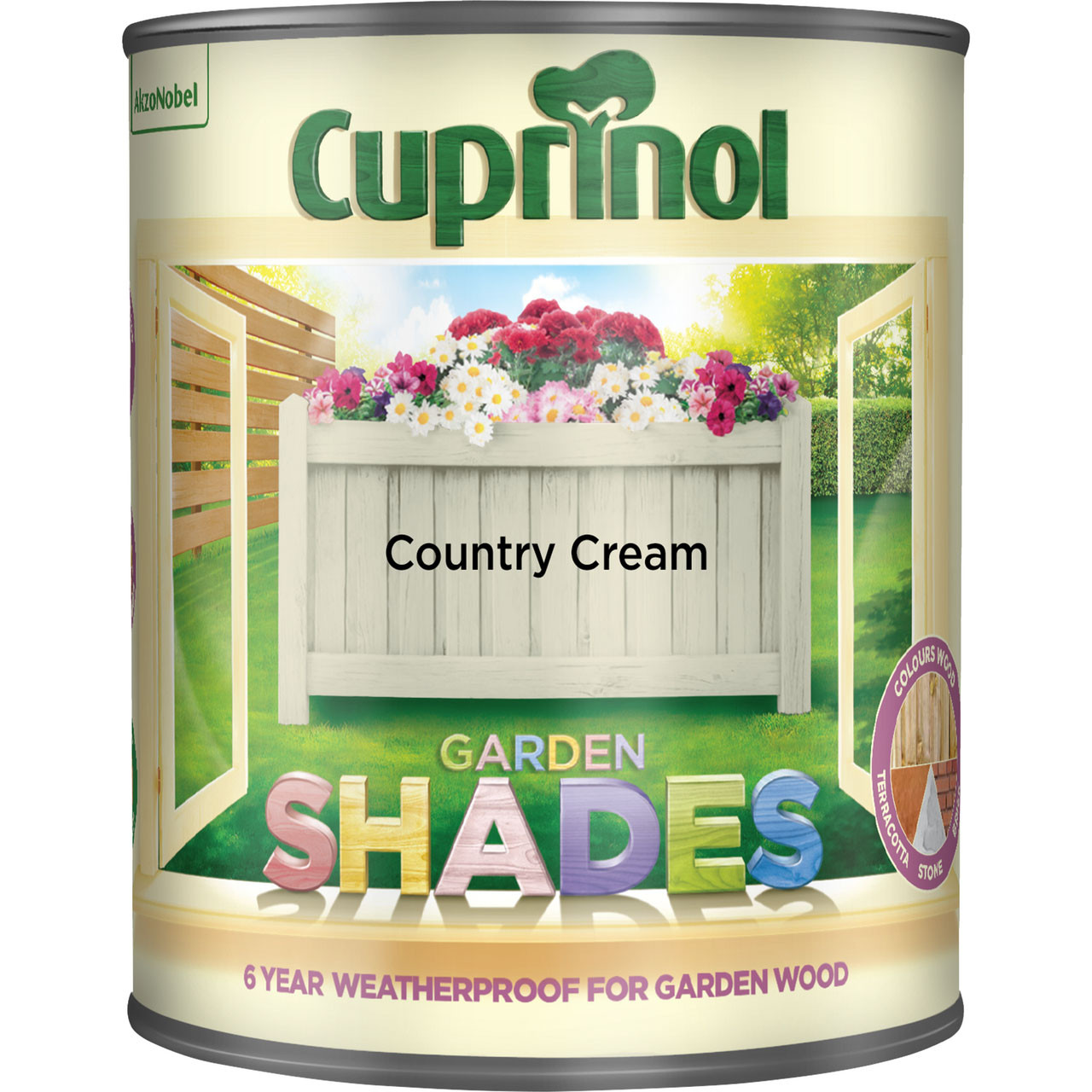 Photograph of Cuprinol Garden Shades Paint, Country Cream, Matt Finish, Water Based, 1L