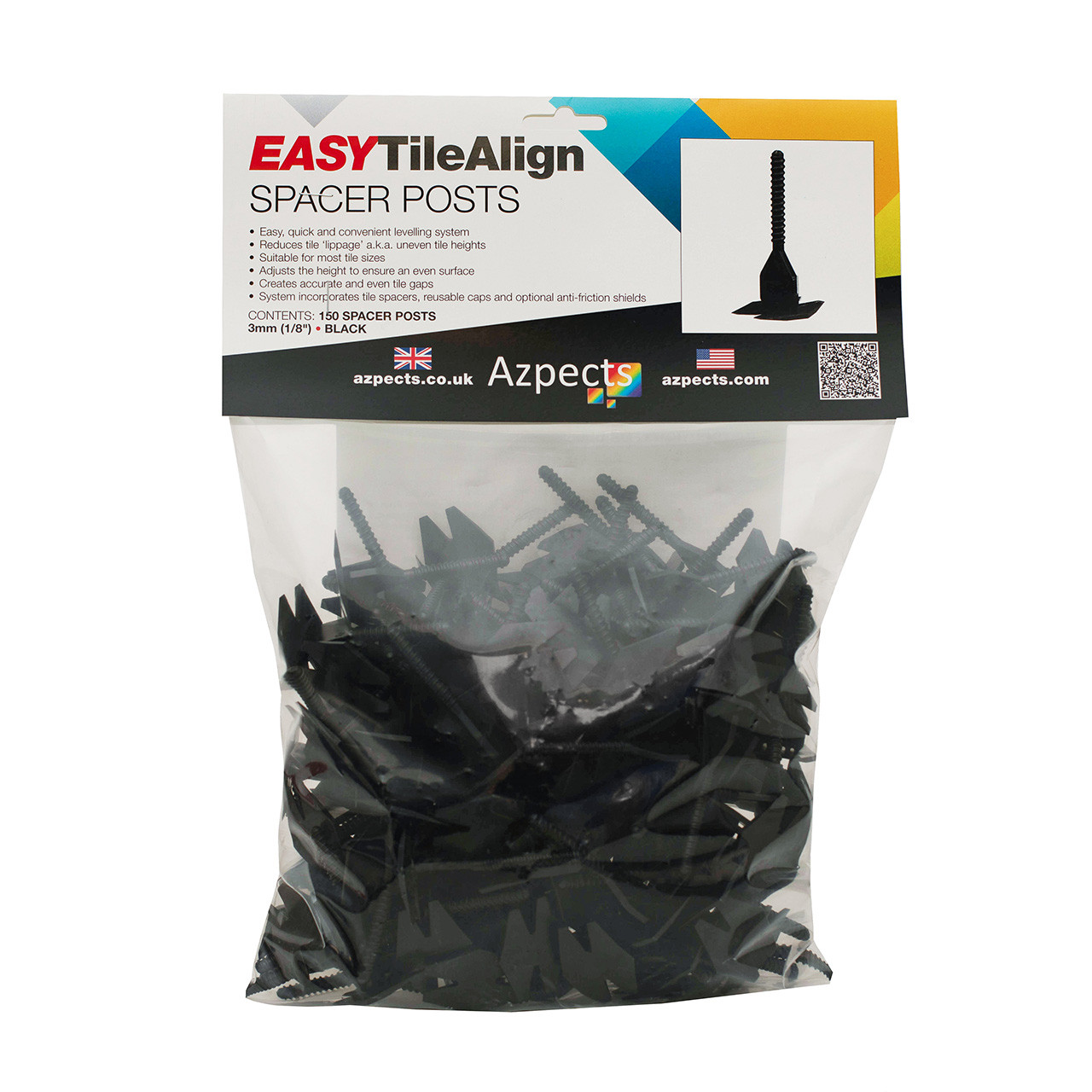 Photograph of Azpects Easy TileAlign 3mm Spacers Bag - Bag of 150