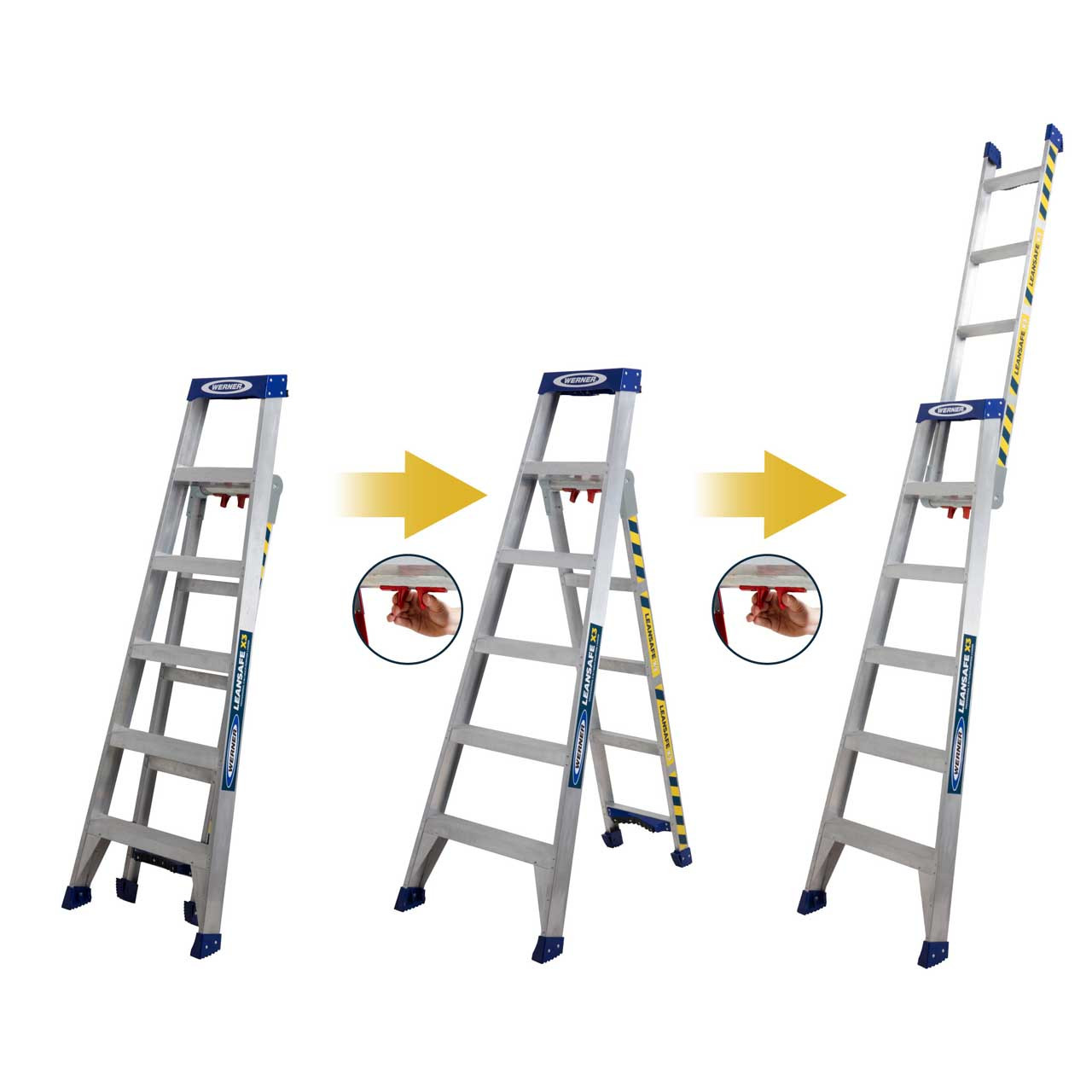 Photograph of Werner Leansafe 3 In 1 Multi Purpose Ladder - Aluminium