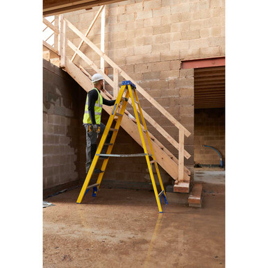 Further photograph of Werner Fibreglass Swingback Step Ladder - 8 Tread