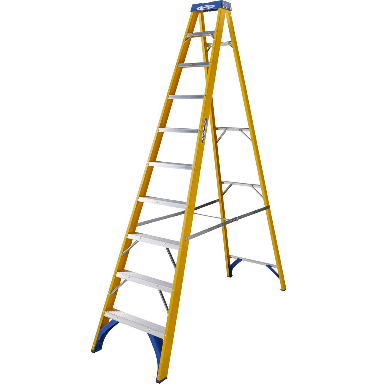 Photograph of Werner Fibreglass Swingback Step Ladder - 10 Tread